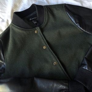 Wool Letterman Jacket Leather Sleeves